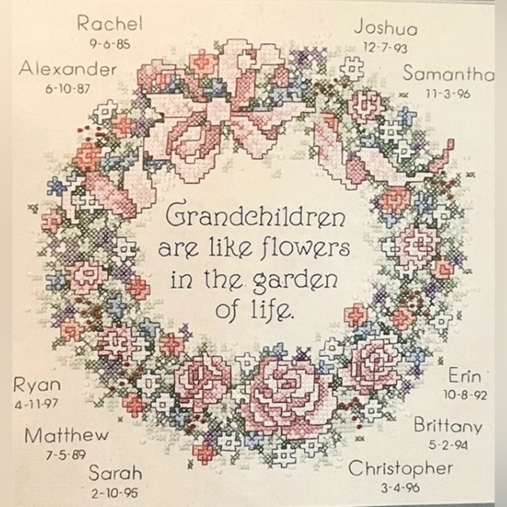 1990s Creative Accents Stamped Cross Stitch Kit Garden of Grandchildren New VTG